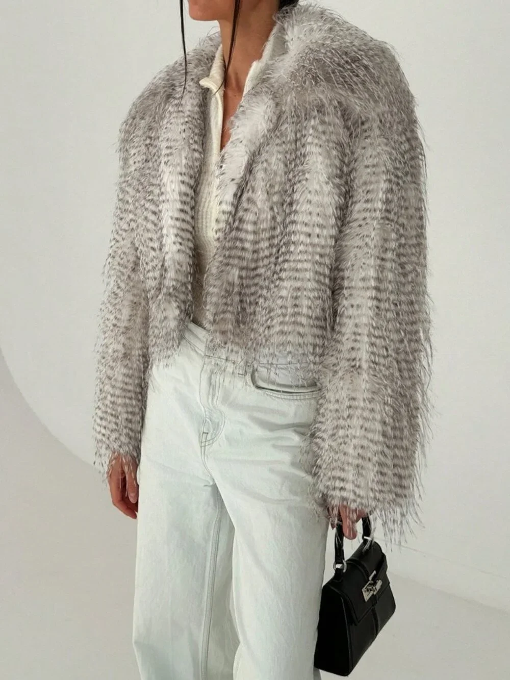 Khaki Casual Women's Fluffy Fur Collar Long Sleeve Warm Fluffy Jacket